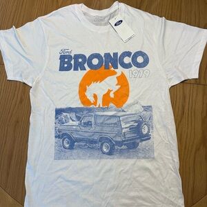 Ford Bronco 1979 White Tee with Orange and Blue Design